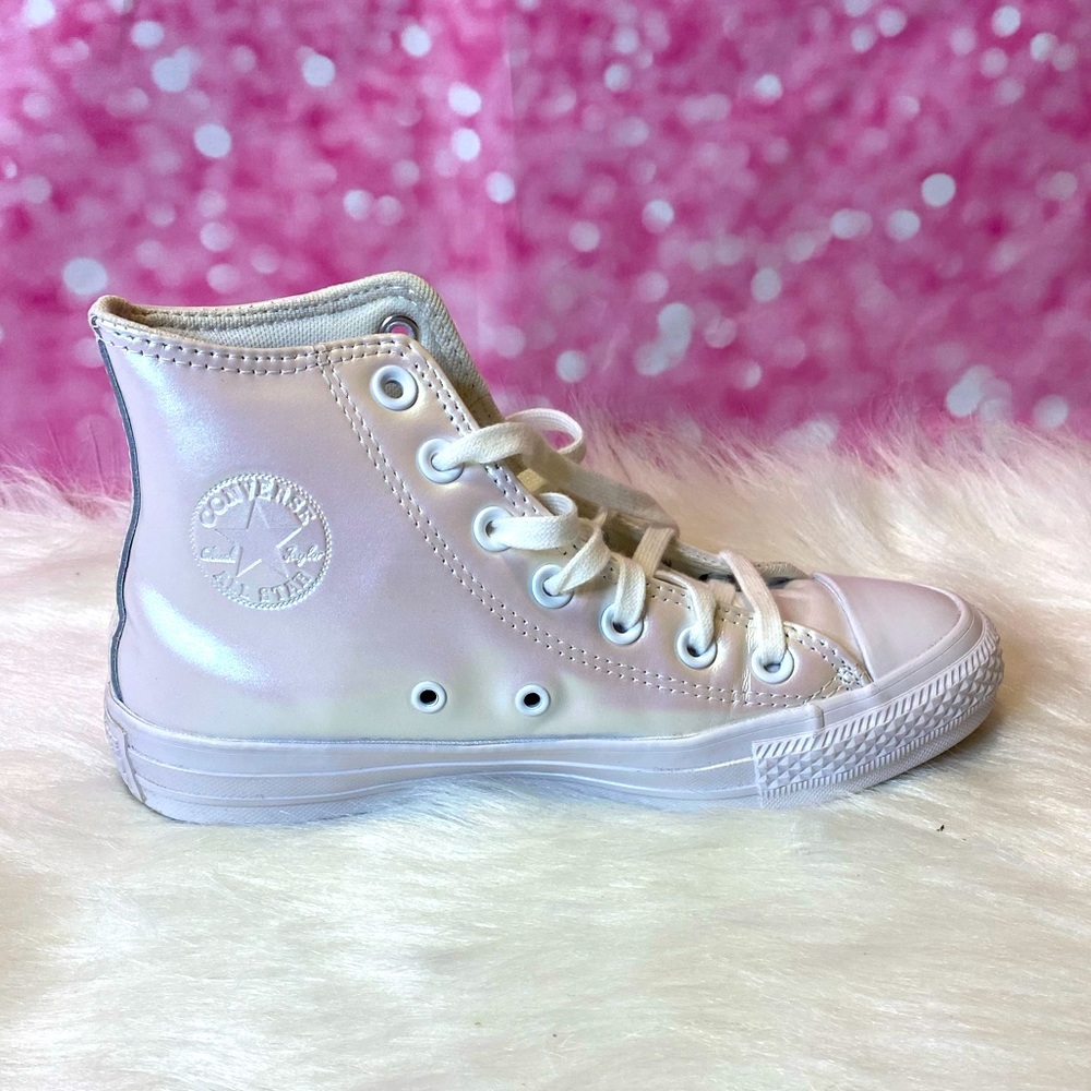 High top holographic faux leather converse size 6.